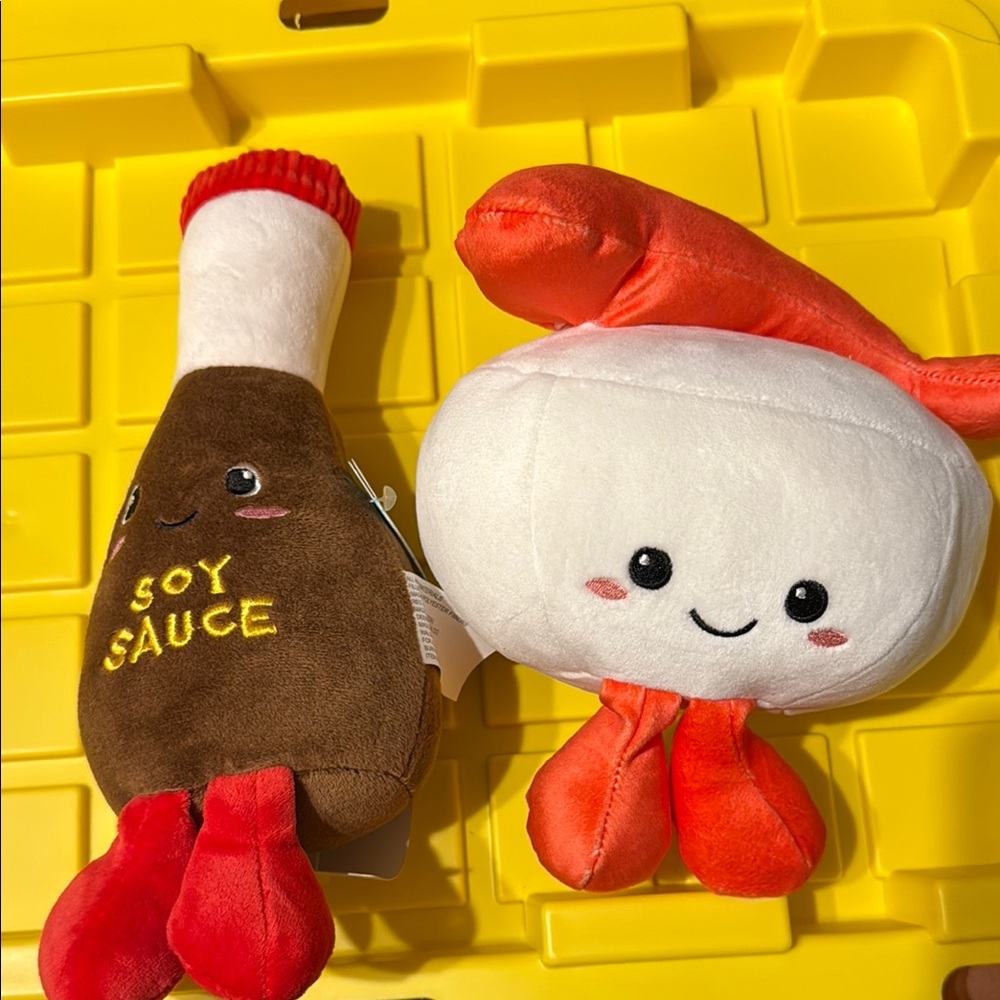 Brown and White Stuffed Animal Toy Set